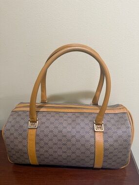 Gucci Monogram Barrel Satchel Vintage Gucci Handbag Authentic Gucci Gucci Purse